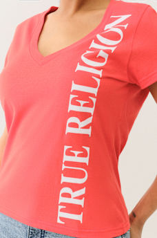 VERTICAL LOGO V NECK TEE, image 4