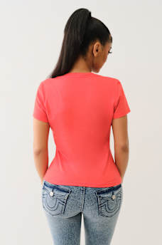VERTICAL LOGO V NECK TEE, image 5