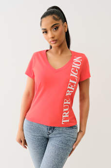 VERTICAL LOGO V NECK TEE, image 1