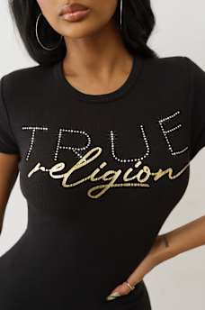 CRYSTAL LOGO RIBBED TEE DRESS, image 5