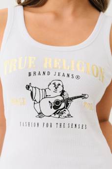 RIBBED METALLIC BUDDHA TANK, image 1