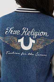 CRYSTAL WING DENIM VARSITY JACKET, image 2