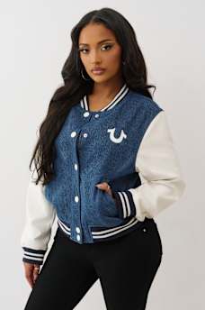 CRYSTAL WING DENIM VARSITY JACKET, image 4