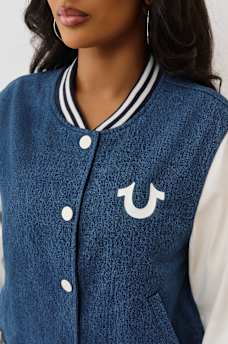 CRYSTAL WING DENIM VARSITY JACKET, image 5