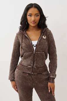 WASHED FLEECE ZIP HOODIE, image 2