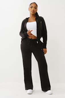 CRYSTAL HORSESHOE VELOUR STRAIGHT LEG SWEATPANT, image 2