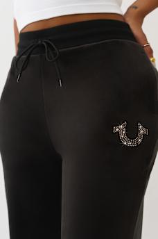 CRYSTAL HORSESHOE VELOUR STRAIGHT LEG SWEATPANT, image 5