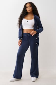 CRYSTAL HORSESHOE VELOUR STRAIGHT LEG SWEATPANT, image 2