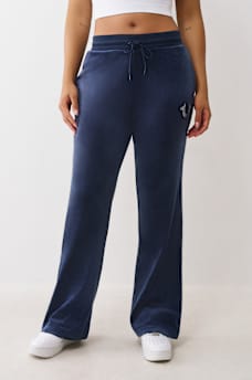 CRYSTAL HORSESHOE VELOUR STRAIGHT LEG SWEATPANT, image 3