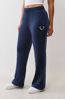 CRYSTAL HORSESHOE VELOUR STRAIGHT LEG SWEATPANT, image 1