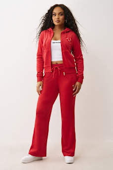 PANTALONES DEPORTIVOS CON PIERNAS RECTAS DE TERCIOPELO CON HERRADURA Y CRISTALES, image 2