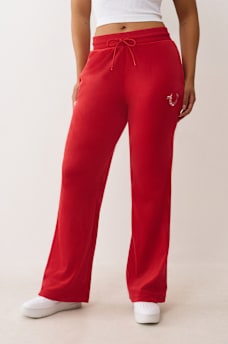 PANTALONES DEPORTIVOS CON PIERNAS RECTAS DE TERCIOPELO CON HERRADURA Y CRISTALES, image 3