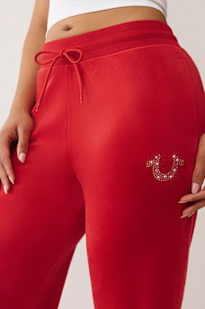 PANTALONES DEPORTIVOS CON PIERNAS RECTAS DE TERCIOPELO CON HERRADURA Y CRISTALES, image 6
