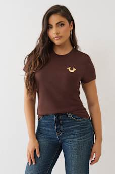 CAMISETA DE CUELLO REDONDO CON ALAS Y HERRADURA CON CRISTALES, image 2