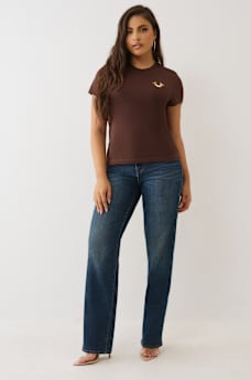 CAMISETA DE CUELLO REDONDO CON ALAS Y HERRADURA CON CRISTALES, image 3