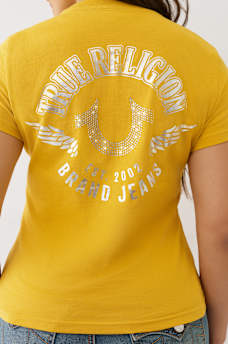 CRYSTAL HORSESHOE WING CREW TEE, image 1
