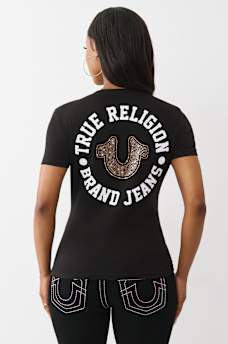 CRYSTAL HORSESHOE V NECK TEE, image 5