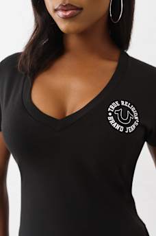 CRYSTAL HORSESHOE V NECK TEE, image 6