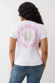 CRYSTAL HORSESHOE V NECK TEE, image 5
