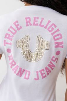 CRYSTAL HORSESHOE V NECK TEE, image 1