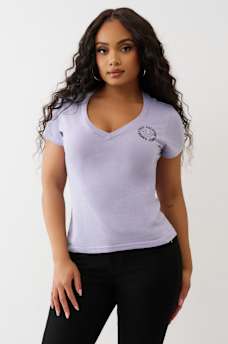 CRYSTAL HORSESHOE V NECK TEE, image 2