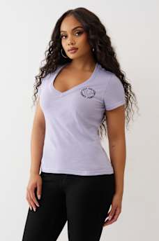 CRYSTAL HORSESHOE V NECK TEE, image 4