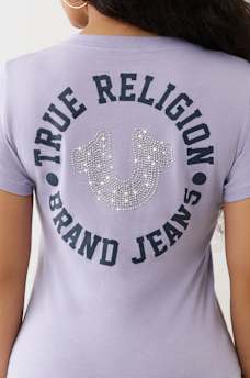 CRYSTAL HORSESHOE V NECK TEE, image 6
