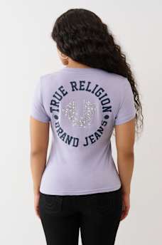 CRYSTAL HORSESHOE V NECK TEE, image 1