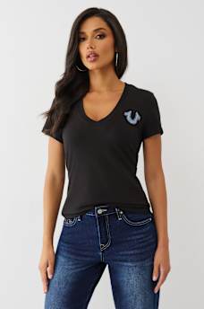 BANDANA HORSESHOE V NECK TEE, image 2