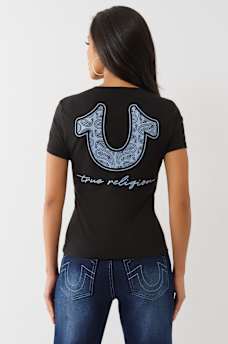 BANDANA HORSESHOE V NECK TEE, image 5
