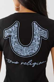BANDANA HORSESHOE V NECK TEE, image 1