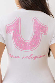 BANDANA HORSESHOE V NECK TEE, image 1