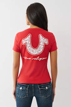 BANDANA HORSESHOE V NECK TEE, image 5