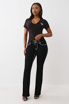 CRUSHED CRYSTAL HORSESHOE V NECK TEE, image 3
