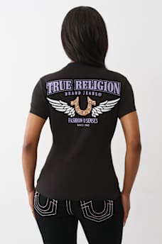 CRUSHED CRYSTAL HORSESHOE V NECK TEE, image 5