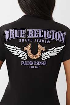 CRUSHED CRYSTAL HORSESHOE V NECK TEE, image 1