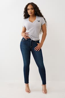 CRUSHED CRYSTAL HORSESHOE V NECK TEE, image 3