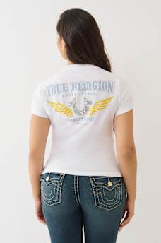 CRUSHED CRYSTAL HORSESHOE V NECK TEE, image 5