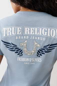 CRUSHED CRYSTAL HORSESHOE V NECK TEE, image 1