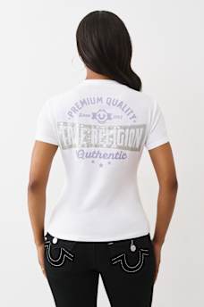 GLITTER LOGO V NECK TEE, image 5