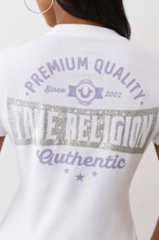 GLITTER LOGO V NECK TEE, image 1
