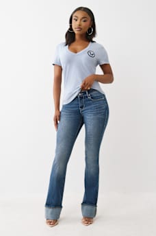 GLITTER LOGO V NECK TEE, image 3