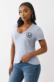 GLITTER LOGO V NECK TEE, image 4