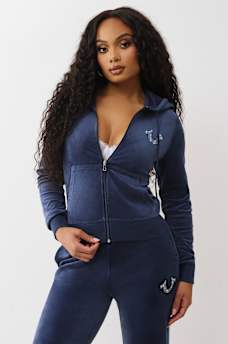 SUDADERA DE TERCIOPELO CON CAPUCHA, CIERRE Y ALAS, image 2