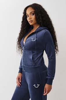 SUDADERA DE TERCIOPELO CON CAPUCHA, CIERRE Y ALAS, image 4