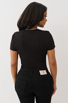 EMBROIDERED BUDDHA PATCH BABY TEE, image 5