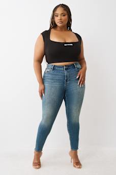 PLUS JENNIE MID RISE CRYSTAL CURVY SKINNY JEAN, image 3