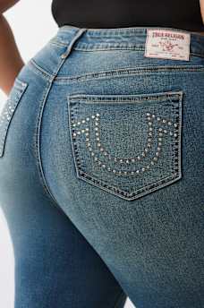 PLUS JENNIE MID RISE CRYSTAL CURVY SKINNY JEAN, image 1