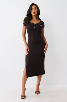 HENLEY RIBBED MIDI DRESS, image 1