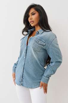 OVERSIZED DENIM HORSESHOE SHIRT, image 4